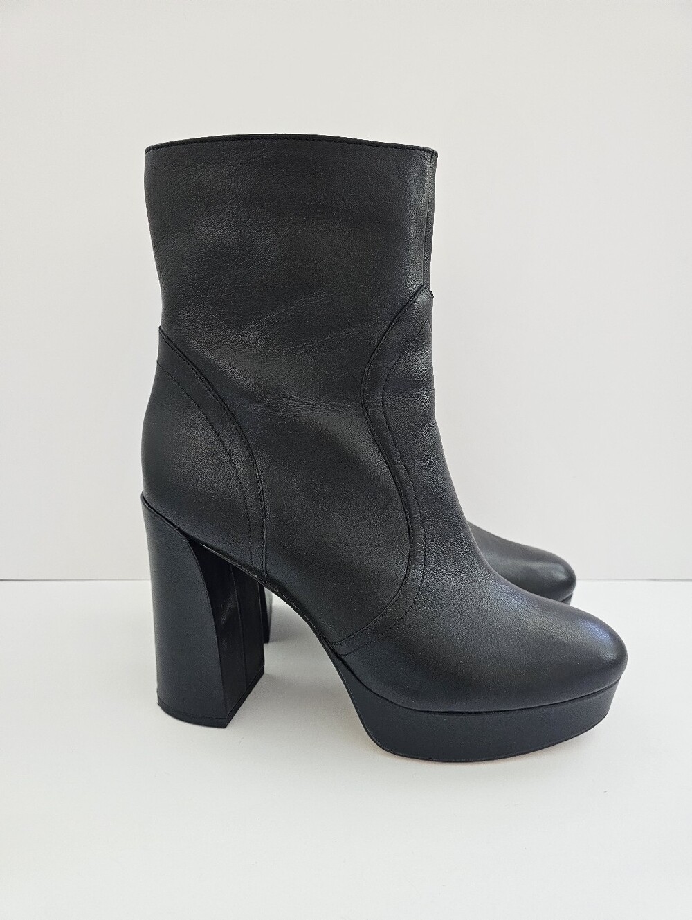 27 Edit Naturalizer Gates Black Leather Platform Boots Size 9.5M Block Heel